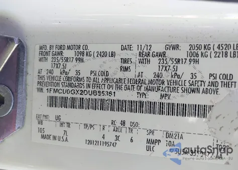 2013 Ford Escape Se из США, поврежденный, VIN 1FMCU0GX2DUB85361